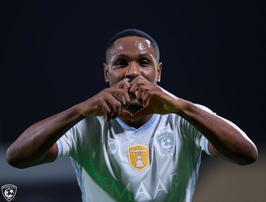 Odion Ighalo of Al Hilal arrives at the stadium prior to the FIFA Club World Cup UAE 2021 3rd Place Match between Al-Hilal v Al Ahly at Al Nahyan Stadium on February 12, 2022 in Abu Dhabi, United Arab Emirates.