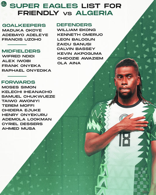 Jose Peseiro names 25-man Super Eagles squad for Algeria friendly.
