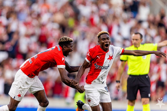 Moses Usor scores his first goal for Slavia Prague