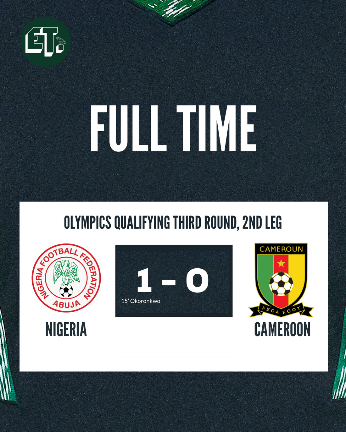 Olympics qualifier: Nigeria set up potential South Africa clash with Cameroon win
