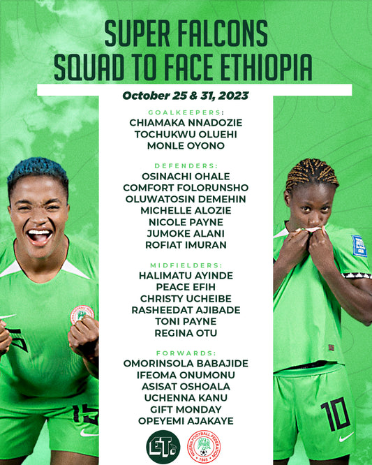 Super Falcons reveal squad for Paris 2024 Olympic qualifiers against Ethiopia